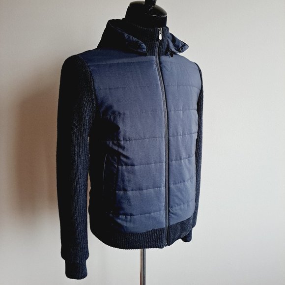 NEW Luigi Bianchi Mantova Navy Quilted Padded Jacket with Tricot Sleeves 50R / M - Picture 2 of 16